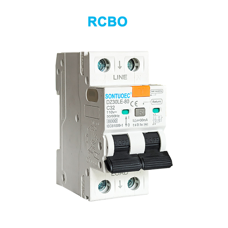 2P Sızıntı Akım Devre Kesici 6ka IEC61009.1 Standart Kalite RCBO