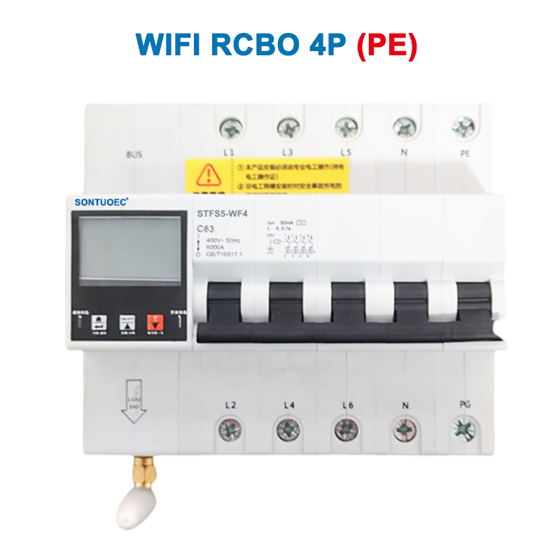 WiFi STFS5-63 Serisi Çok Fonksiyonlu IoT Akıllı RCBO Akıllı Devre Kesici